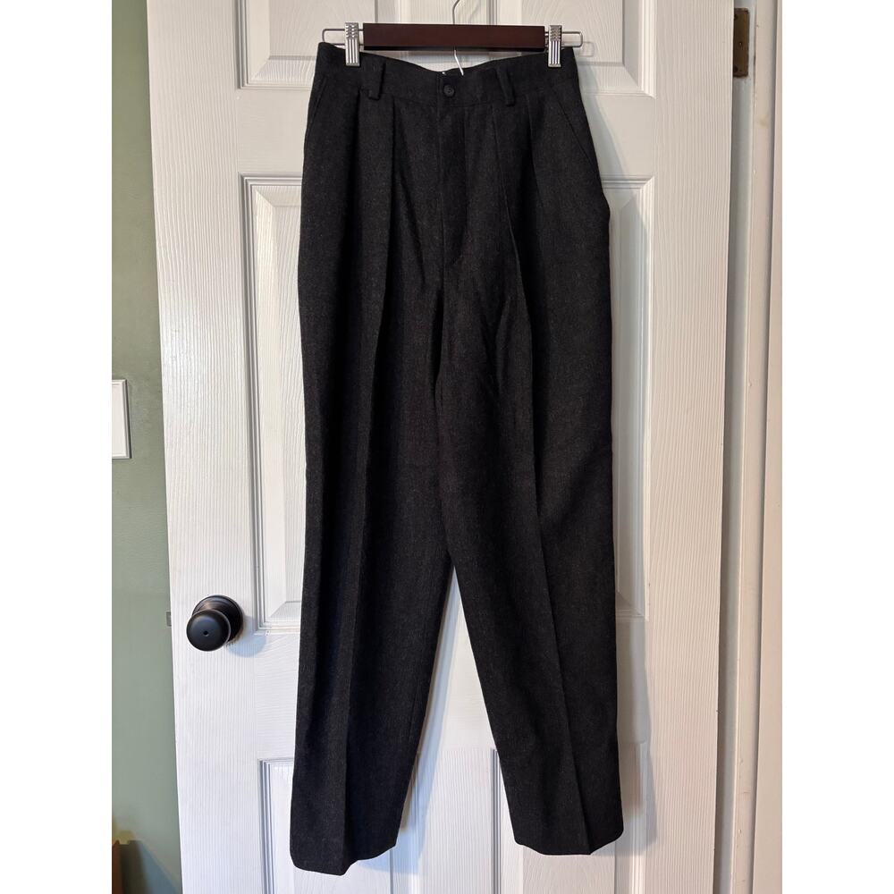 L.L. Bean 100% Wool Trousers Women's Petite 8 VINTAGE USA Made Charcoal Gray